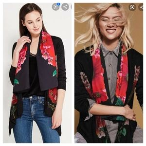 Desigual Black Sweater with Red Floral Scarf